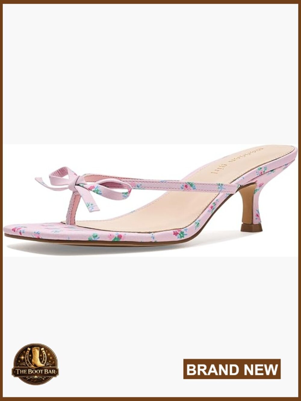 Women's Heeled Sandals - Slide On Slingback Kitten Heel Floral